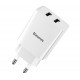 Мережевий зарядний пристрій Baseus Speed Mini Dual U, White (CCFS-R02)