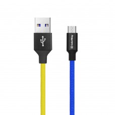 Кабель USB - micro USB 1 м ColorWay National, 2.4A  (CW-CBUM052-BLY)