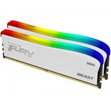 Память 16Gb x 2 (32Gb Kit) DDR4, 3600 MHz, Kingston Fury Beast RGB, White (KF436C18BWAK2/32)