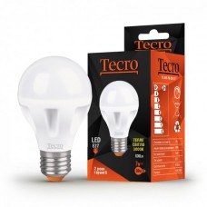Лампа Tecro LED, E27, 7W (аналог 60W), 3000K, 700Лм, осветл. 140º, (T2-A60-7W-3K-E27)