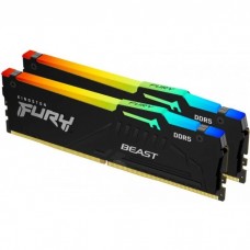Пам'ять 32Gb x 2 (64Gb Kit) DDR5, 6000 MHz, Kingston Fury Beast RGB, Black (KF560C40BBAK2-64)