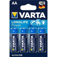 Батарейка AA (LR6), лужна, Varta Longlife Power, 4 шт, 1.5V, Blister (04906121414)
