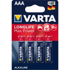 Батарейка AAA (LR03), лужна, Varta Longlife Max Power, 4 шт, 1.5V, Blister (04703101404)