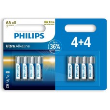 Батарейка AA (LR6), щелочная, Philips Ultra Alkaline, 8 шт, 1.5V, Blister (LR6E8B/10)