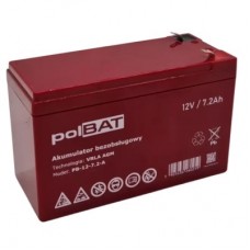 Батарея для ИБП 12В 7.2Ач polBAT AGM, 12V 7.2Ah, 151х65х100 мм