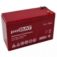 Батарея для ДБЖ 12В 10 Ач polBAT AGM 12V 10.0Ah 151х65х117 мм