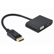 Адаптер DisplayPort (M) - HDMI/VGA (F), Cablexpert A-DPM-HDMIFVGAF-01 Black, 10 см