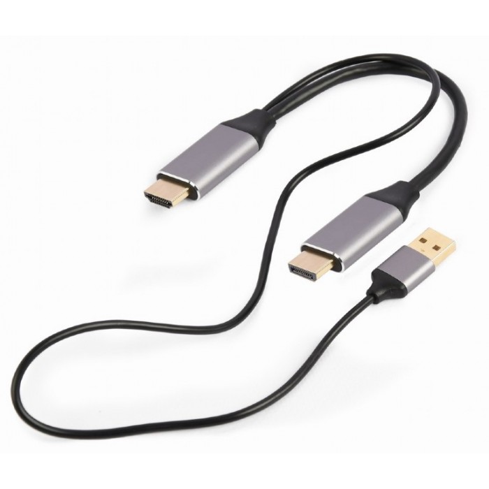 Адаптер HDMI (M) - Display Port (F), Cablexpert A-HDMIM-DPM-01 Black, живлення від вбудованого USB