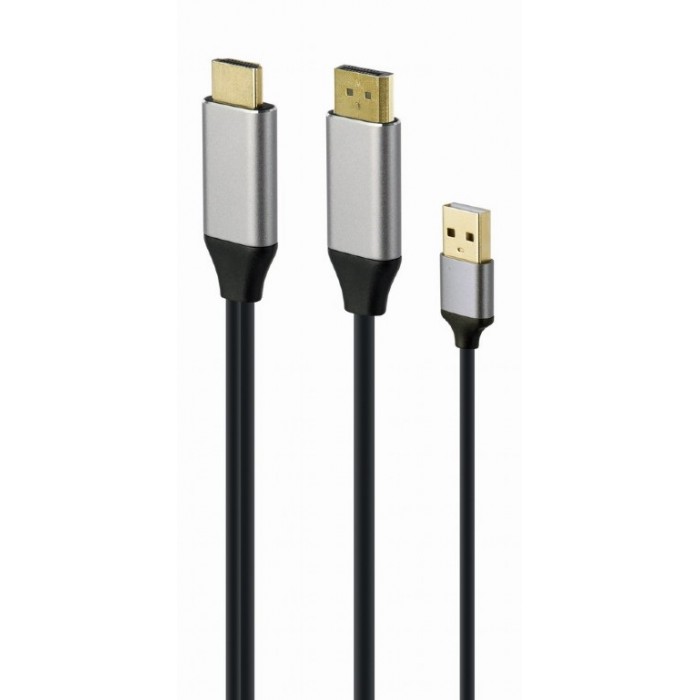 Адаптер HDMI (M) - Display Port (F), Cablexpert A-HDMIM-DPM-01 Black, живлення від вбудованого USB