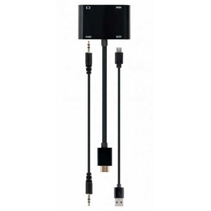 Адаптер HDMI (M) - HDMI/VGA+Аудио 3,5 (F), Cablexpert A-HDMIM-HDMIFVGAF-01 Black