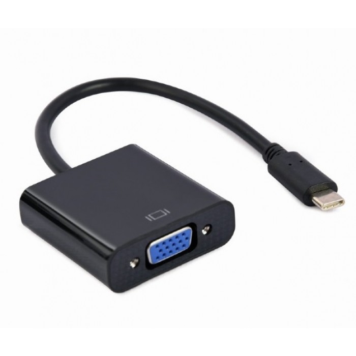 Адаптер USB 3.1 Type-C (M) - VGA / Full HD@60Hz (F), Cablexpert A-CM-VGAF-01 Black, 15 см