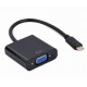 Адаптер USB 3.1 Type-C (M) - VGA / Full HD@60Hz (F), Cablexpert A-CM-VGAF-01 Black, 15 см