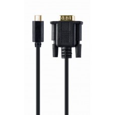 Адаптер USB 3.1 Type-C (M) - VGA / Full HD@60Hz (F), Cablexpert A-CM-VGAM-01 Black, 2м