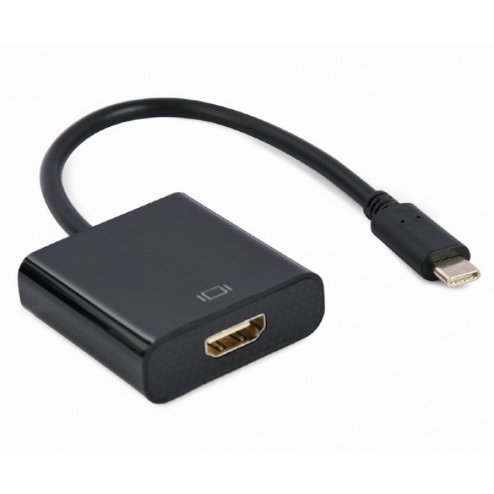 Адаптер USB 3.1 Type-C (M) - HDMI / 4K@30Hz (F), Cablexpert A-CM-HDMIF-04 Black, 15 см