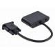 Адаптер VGA (M) - HDMI/VGA+Аудіо 3,5 (F), Cablexpert A-VGA-HDMI-02 Black, 3.5 мм звук + USB живлення