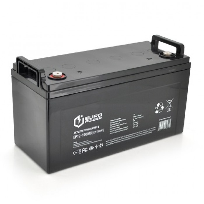 Батарея для ДБЖ 12В 100Aч Europower AGM EP12-100M8, ШхДхВ 329x172x218