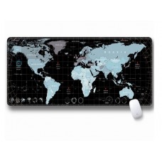 Коврик прорезиненый Карта мира, с боковой прошивкой, Black-silver, 300x700x3mm (SJDT-23)