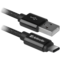Кабель USB - USB Type-C 1 м Defender USB09-03PROT, Black, 2А (87814)