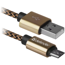 Кабель USB - micro USB 1 м Defender USB08-03T Pro, Gold, 2.1А (87800)