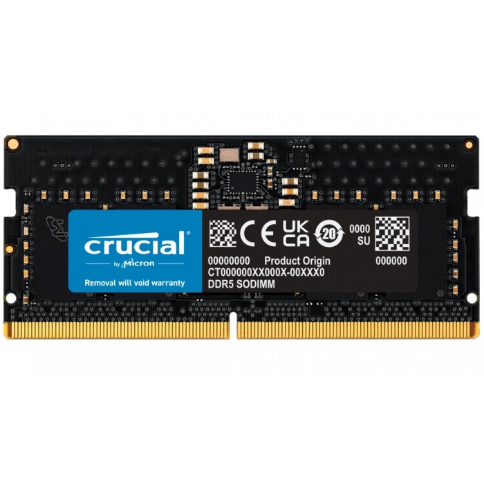Пам'ять SO-DIMM, DDR5, 8Gb, 4800 MHz, Crucial, 1.1V, CL40 (CT8G48C40S5)
