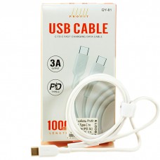 Кабель USB - USB Type-C 1 м Profit QY-81, White, 3.0A