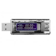 Тестер для USB Dynamode KWS-V21, Black показує напругу (3-20V) і силу струму (0-3A)