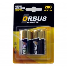Батарейка C (LR14), щелочная, ORBUS, 2 шт, 1.5V, Blister