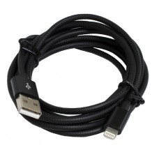 Кабель USB - Lightning 2 м Patron, Black, 2.4A (PN-LIGHT-2M-B)