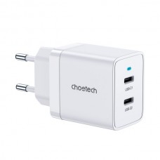 Сетевое зарядное устройство Choetech Q5006-EU-WH White, 2 USB-C, 40Вт, PD/QC/PPS