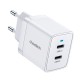 Мережевий зарядний пристрій Choetech Q5006-EU-WH White, 2 USB-C, 40Вт, PD/QC/PPS
