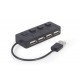 Концентратор USB 2.0 Gembird UHB-U2P4-05, Black, 4 порта, с выключателями, пластик