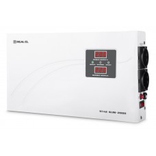 Стабилизатор REAL-EL STAB SLIM-2000 White, релейный, 1600Вт, вход 220В+/-20%, выход 220V +/- 8%