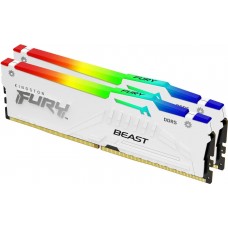 Пам'ять 32Gb x 2 (64Gb Kit) DDR5, 5600 MHz, Kingston Fury Beast RGB, White (KF556C36BWEAK2-64)