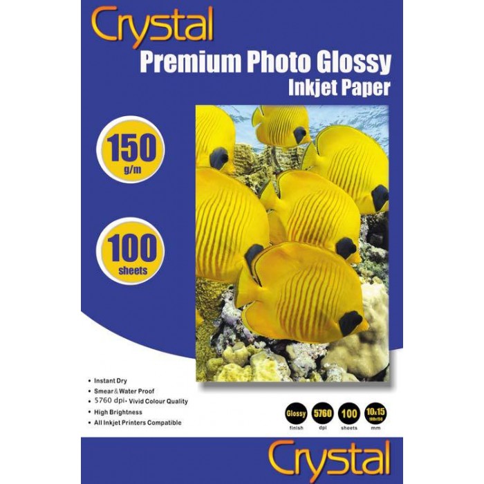 Фотопапір Crystal, глянсовий, A6 (10x15), 150 г/м², 100 арк (GL-R6-150-100)