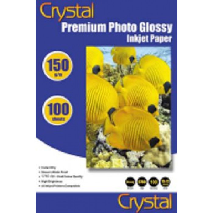 Фотопапір Crystal, глянсовий, A4, 150 г/м², 100 арк (GL-A4-150-100)