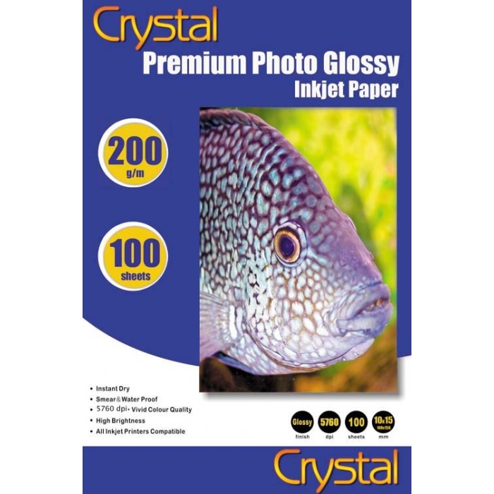 Фотопапір Crystal, глянсовий, A6 (10x15), 200 г/м², 100 арк (GL-R6-200-100)