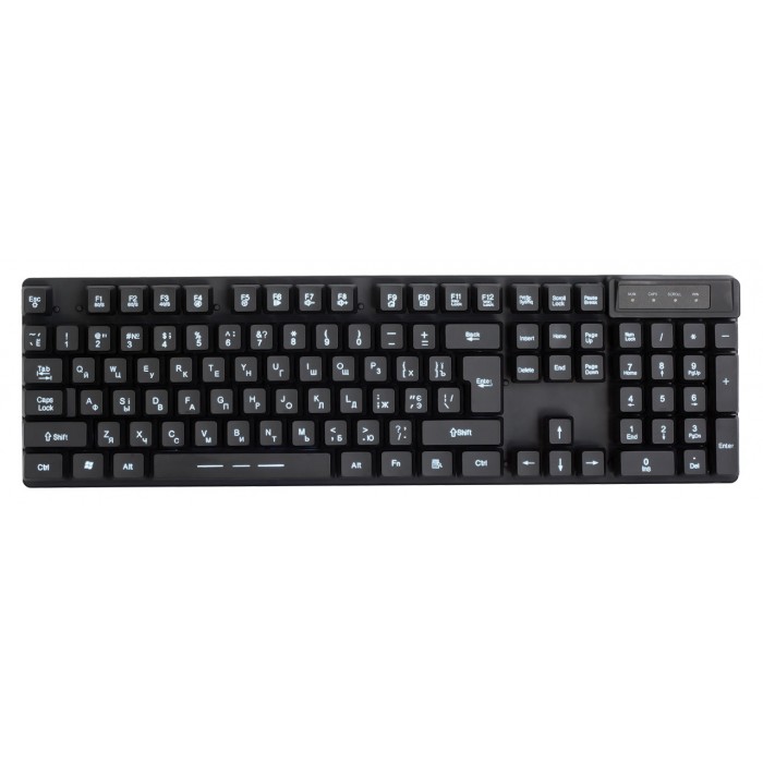 Клавіатура HQ-Tech KB-321F, Black, USB з LED підсвічуванням символів (біла), компактна