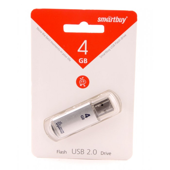 USB Flash Drive 4Gb Smartbuy V-Cut Silver, SB4GBVC-S