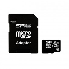 Карта пам'яті microSDHC, 32Gb, Silicon Power Elite, SD адаптер (SP032GBSTHBU1V10SP)