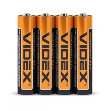 Батарейка AAA (R03), солевая, Videx, 4 шт, 1.5V, Shrink Card