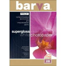 Фотобумага Barva, суперглянцевая, A4, 200 г/м², 20 л, серия 