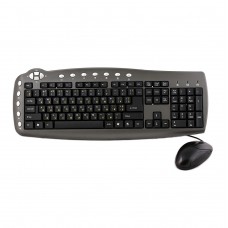 Комплект HQ-Tech KM-348 Gray, USB, Мультимедия (клавиатура+мышь)