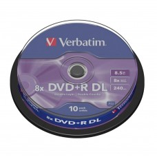 Диск DVD+R 10 Verbatim, 8.5Gb (Double Layer), 8x, Cake Box (43666)