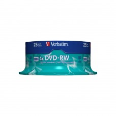 Диск DVD-RW 25 Verbatim, 4.7Gb, 4x, Matt Silver, Cake Box (43639)
