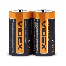 Батарейка C (R14), сольова, Videx, 2 шт, 1.5V, Shrink