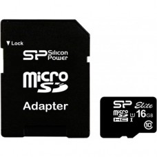 Карта памяти microSDHC, 16Gb, Class10 UHS-I, Silicon Power, SD адаптер (SP016GBSTHBU1V10SP)