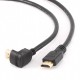 Кабель HDMI - HDMI 3 м Cablexpert Black, V.2.0, позолочені конектори, кутовий (CC-HDMI490-10)