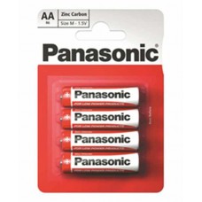 Батарейка AA (R6), сольова, Panasonic Red Zinc, сольова, 4 шт, 1.5V, Blister (R6RZ/4BP)