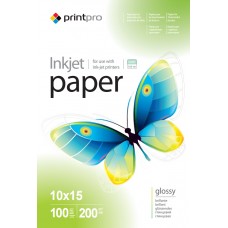 Фотопапір PrintPro, глянсовий, A6 (10x15), 200 г/м², 100 арк (PGE2001004R)