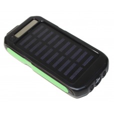 Универсальная мобильная батарея 12000 mAh, Power Bank, Black/Green, Solar (4572)